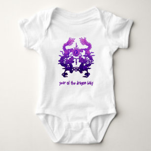 CHINESE NEW YEAR Purple Dragons Baby Bodysuit