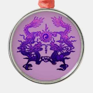 CHINESE NEW YEAR Purple Dragons Metal Tree Decoration