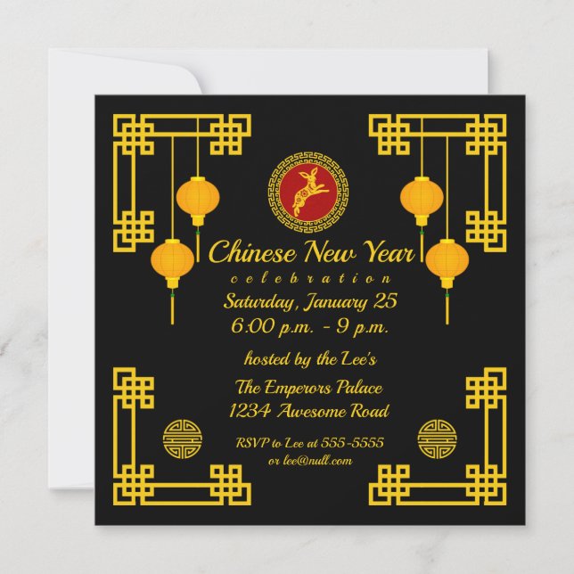 Chinese New Year Rabbit Ornament Invitation (Front)