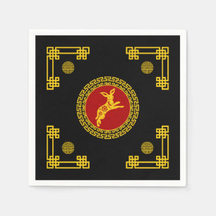 Chinese New Year Rabbit Red & Gold Ornament Napkin