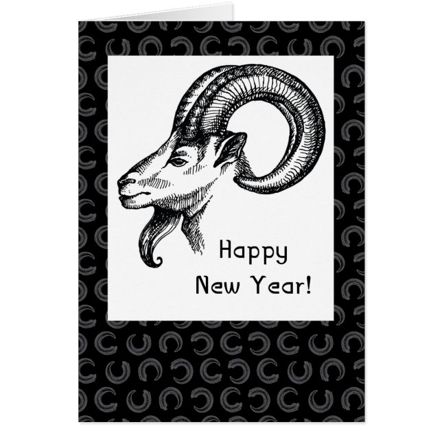 Chinese New Year, Ram, Sheep, Black and White (Front)