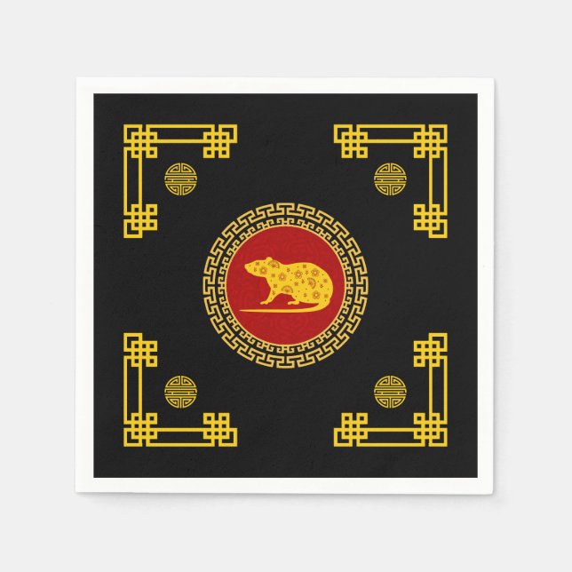 Chinese New Year Rat Ornament Napkin (Front)