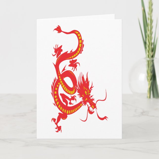 Chinese New Year Red Dragon Holiday Card (Front)