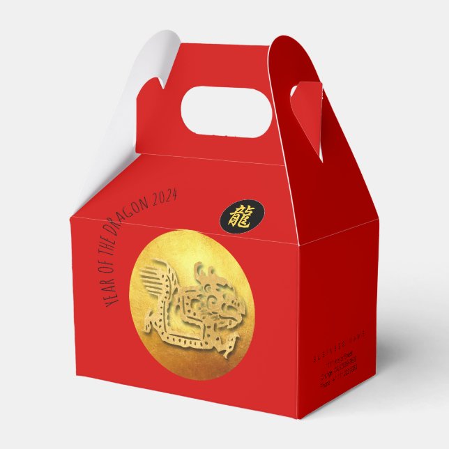 Chinese New Year Red Golden Dragon 2024 GFB Favour Box (Back Side)