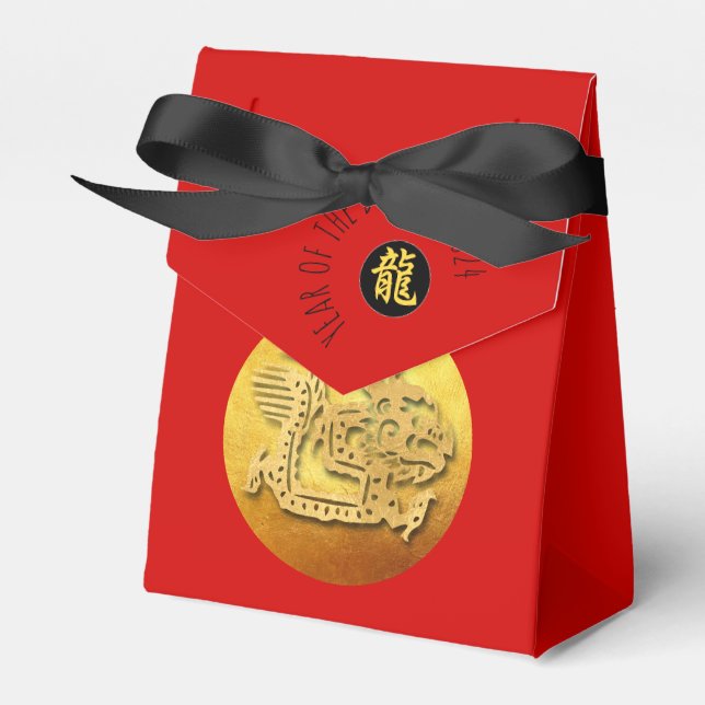 Chinese New Year Red Golden Dragon 2024 TFB Favour Box (Front Side)