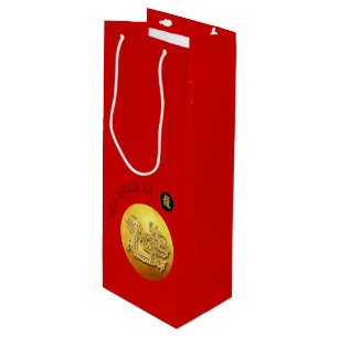 Chinese New Year Red Golden Dragon 2024 WGB Wine Gift Bag