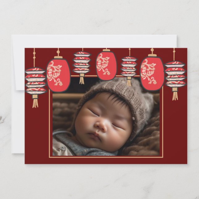 Chinese New Year Red Lantern Photo Holiday Card (Front)