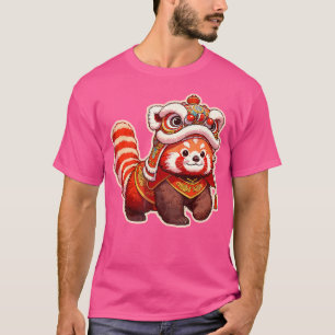 Chinese New Year Red Panda Lion Dance Lunar New Ye T-Shirt