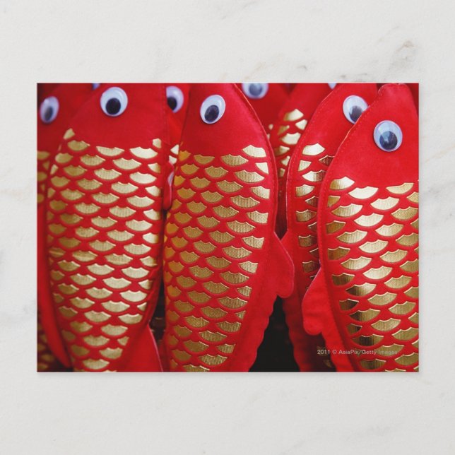 Chinese New Year Red paper fish Holiday Postcard (Front)