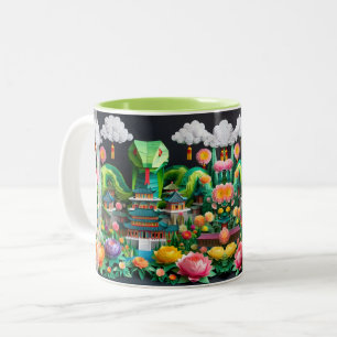 Chinese New Year Snake 2025 Origami 2TM8 Two-Tone Coffee Mug
