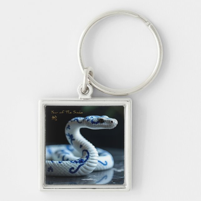 Chinese New Year Snake 2025 Porcelain MSqK Key Ring (Front)