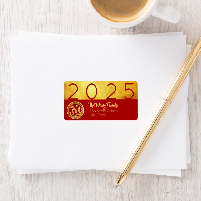 Chinese New Year Snake 2025 Red Gold AddLab Label (Insitu)