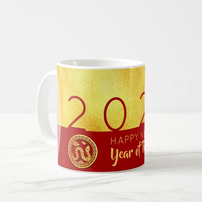 Chinese New Year Snake 2025 Red Gold WM Coffee Mug (Front Left)