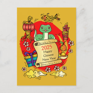 Chinese New Year Snake Cartoon Postcard