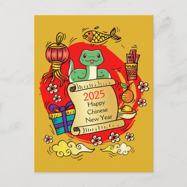 Chinese New Year Snake Cartoon Postcard (Front)