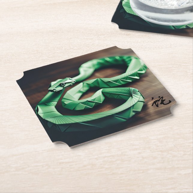 Chinese New Year Snake green Zodiac Birthday PC Paper Coaster (Angled)