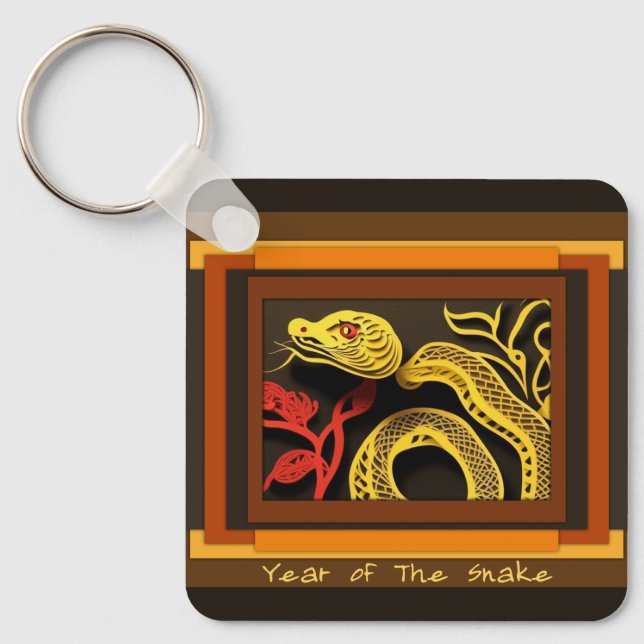 Chinese New Year Snake Monogram SqK01 Key Ring (Front)