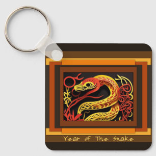 Chinese New Year Snake Monogram SqK02 Key Ring