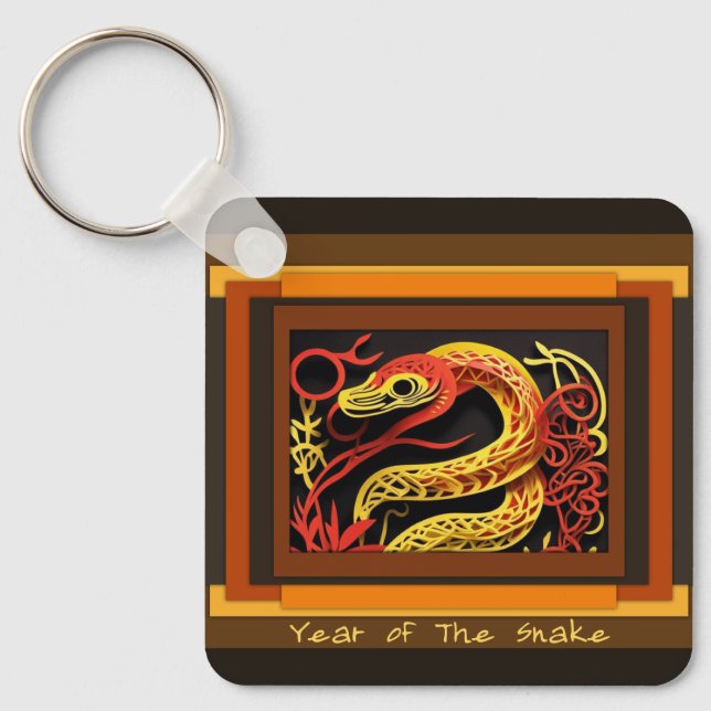 Chinese New Year Snake Monogram SqK02 Key Ring (Front)