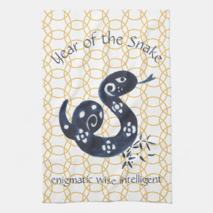 Chinese New Year Snake Zodiac Animal Minimal Tea Towel