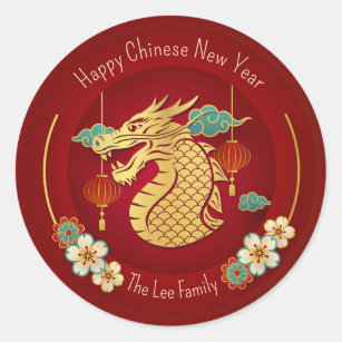 Chinese New Year Stickers (Year of the Dragon) Red
