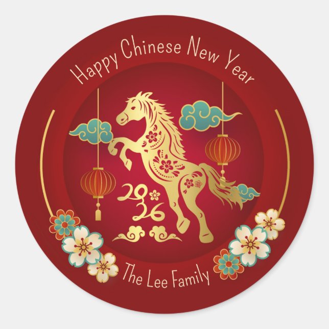 Chinese New Year Stickers (Year of the Horse) Red (Front)