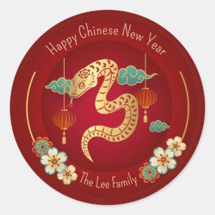 Chinese New Year Stickers (Year of the Snake) Red