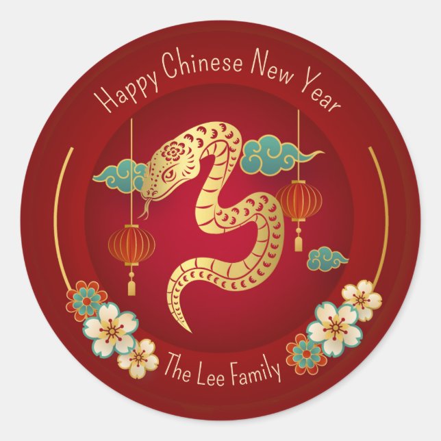Chinese New Year Stickers (Year of the Snake) Red (Front)