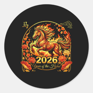 Chinese New Year Year of The Fire Horse 2026 Classic Round Sticker