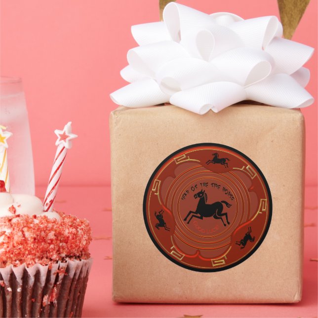 Chinese New Year - Year of the Fire Horse Classic Round Sticker (Party)