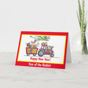 Chinese New Year Year of the Rabbit Tractor Card