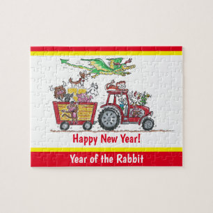 Chinese New Year - Year of the Rabbit Tractor Jigsaw Puzzle