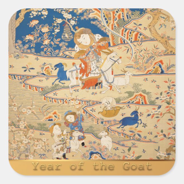 Chinese New Year Zodiac Tapestry Goats Sticker (Front)