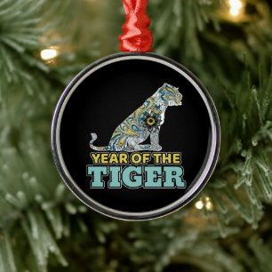 Chinese New Year - Zodiac White Tiger Metal Tree Decoration
