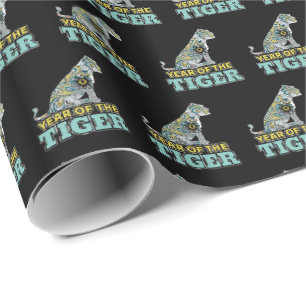 Chinese New Year - Zodiac White Tiger Wrapping Paper
