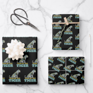 Chinese New Year - Zodiac White Tiger Wrapping Paper Sheet