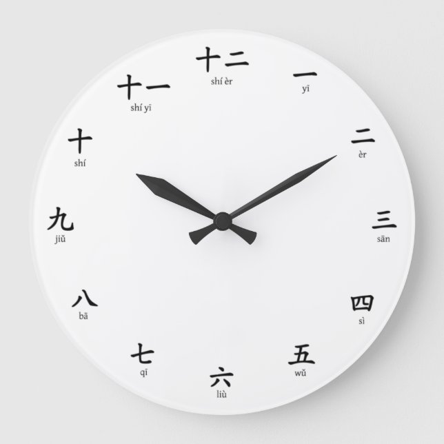 Chinese Numbers with Pinyin Language Education Large Clock (Front)