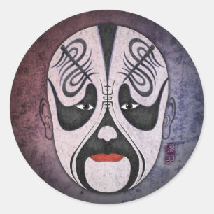 Chinese Opera Mask - Xiang Yu Classic Round Sticker