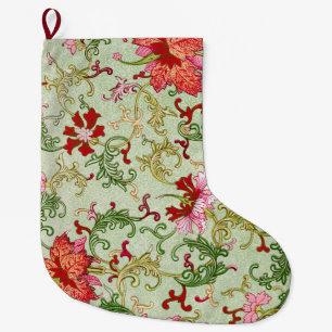 "Chinese Ornament" Inspired William Morris Style Large Christmas Stocking