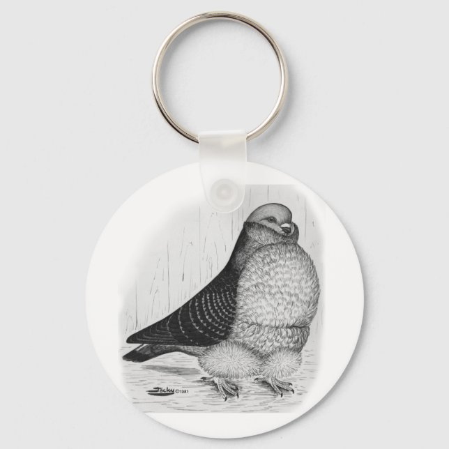 Chinese Owl Ink Drawing Key Ring (Front)