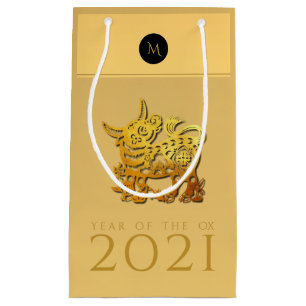 Chinese Ox Year 2021 Elegant Monogram SGB Small Gift Bag