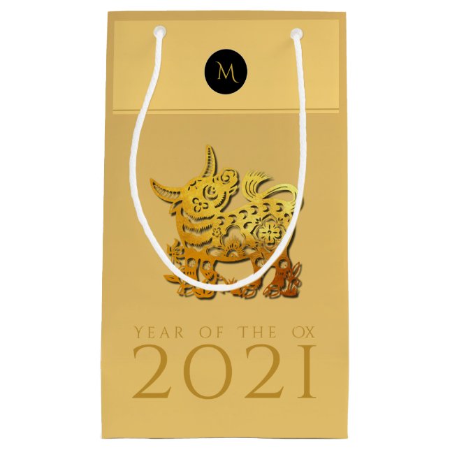 Chinese Ox Year 2021 Elegant Monogram SGB Small Gift Bag (Front)