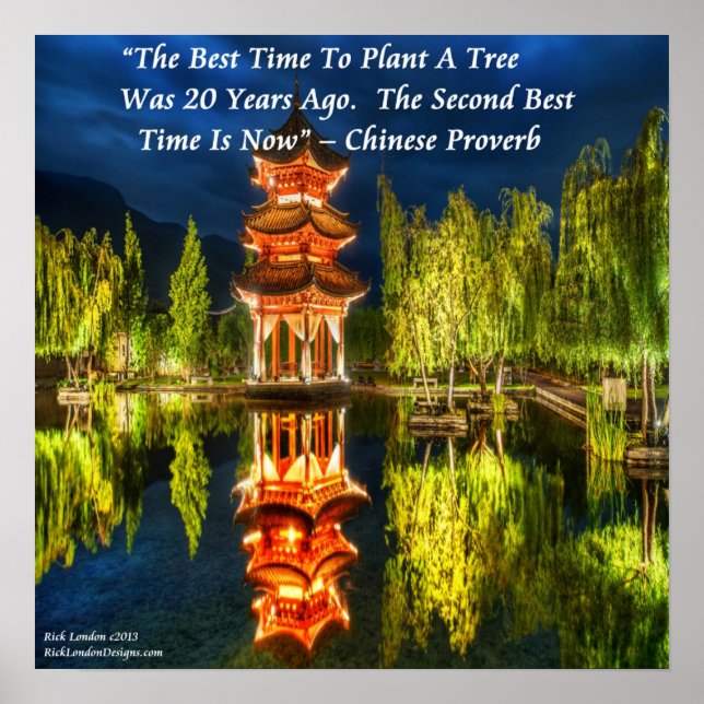 Chinese Pagoda And Nature Proverb Poster (Front)