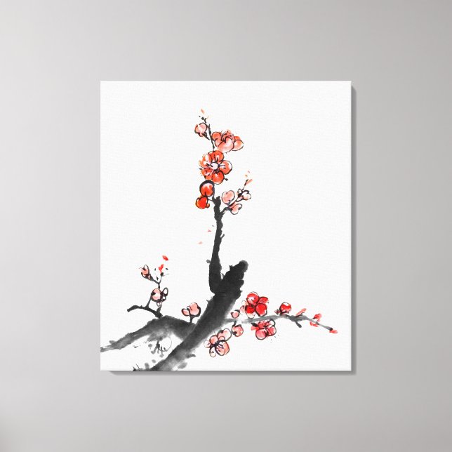 Chinese painting of flowers, plum blossom canvas print (Front)