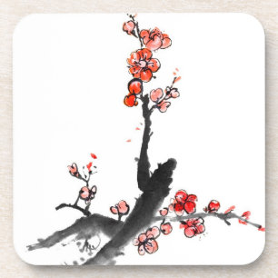 Chinese painting of flowers, plum blossom coaster