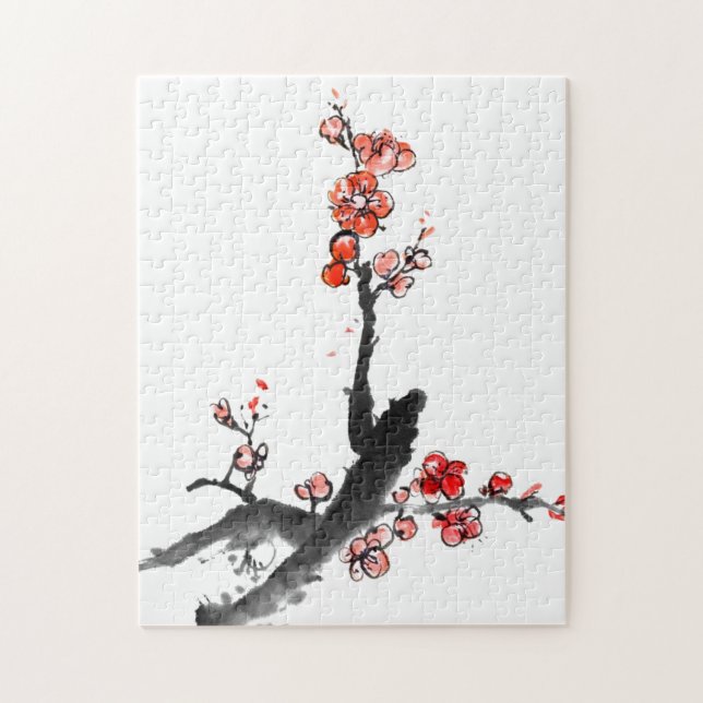 Chinese painting of flowers, plum blossom jigsaw puzzle (Vertical)
