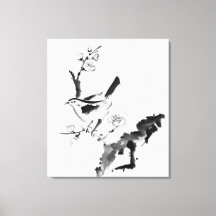 Chinese painting , plum blossom and bird canvas print