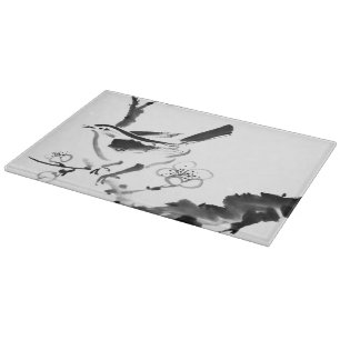Chinese painting , plum blossom and bird cutting board