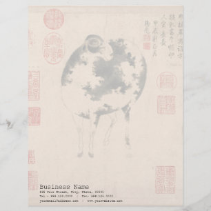 Chinese Painting Ram Goat Lunar Year Zodiac Letter Personalised Letterhead