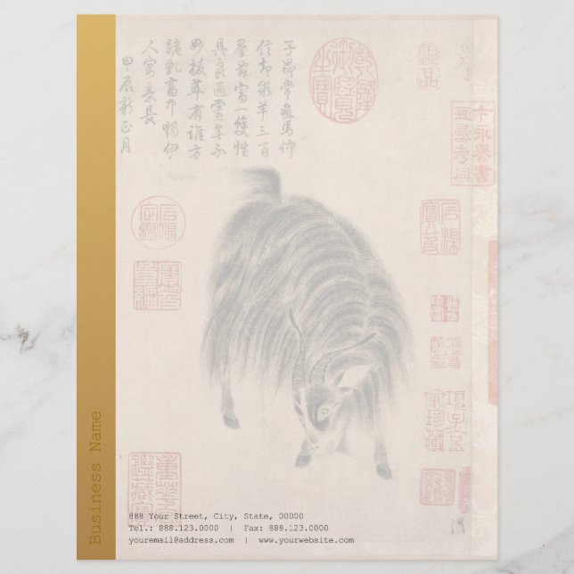 Chinese Painting Ram Goat Lunar Year Zodiac LH2 Personalised Letterhead (Front)